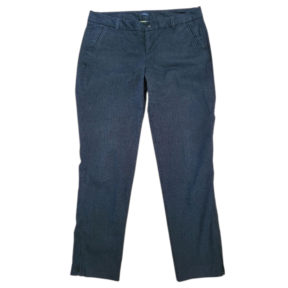 GAP Plaid Zipper Hems Cotton Women's Charcoal Ankle Pants Dark Acadamia